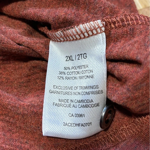 Denver Hayes | Burnt Orange Modern Fit Short  Sleeved High V-Neck 2 Button Shirt - Picture 4 of 7